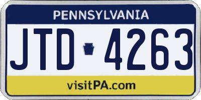 PA license plate JTD4263