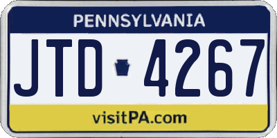 PA license plate JTD4267