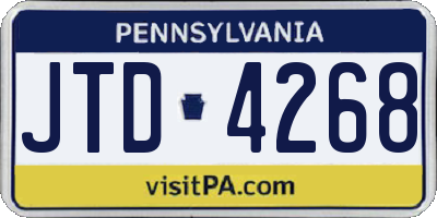 PA license plate JTD4268