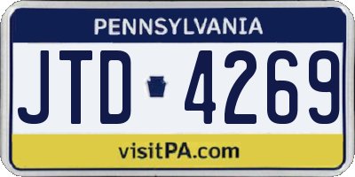 PA license plate JTD4269