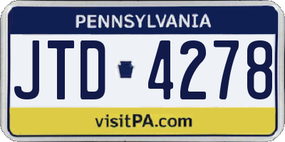 PA license plate JTD4278