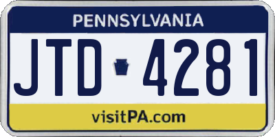 PA license plate JTD4281
