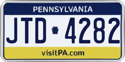 PA license plate JTD4282