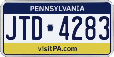 PA license plate JTD4283