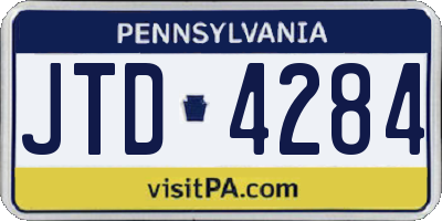 PA license plate JTD4284