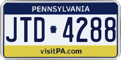 PA license plate JTD4288