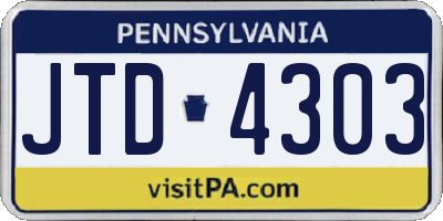 PA license plate JTD4303