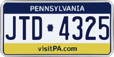 PA license plate JTD4325