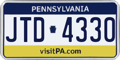 PA license plate JTD4330
