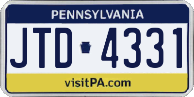 PA license plate JTD4331