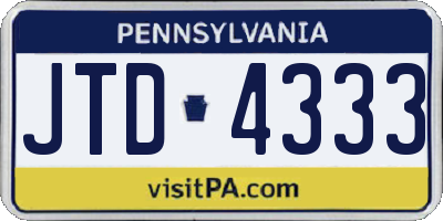 PA license plate JTD4333