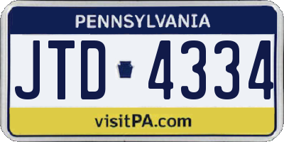 PA license plate JTD4334
