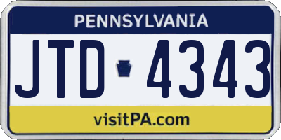 PA license plate JTD4343