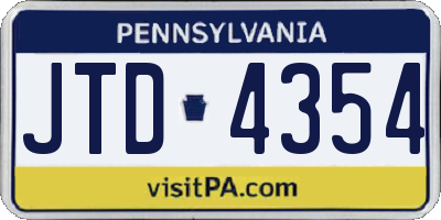 PA license plate JTD4354