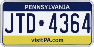 PA license plate JTD4364