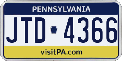 PA license plate JTD4366