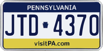 PA license plate JTD4370