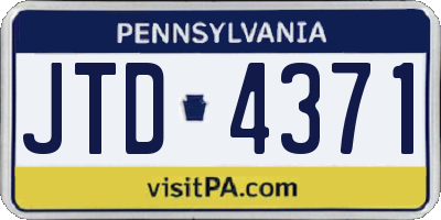 PA license plate JTD4371