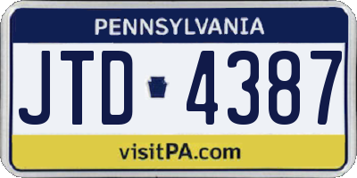 PA license plate JTD4387