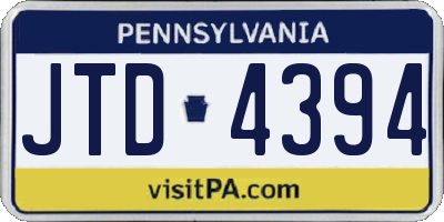 PA license plate JTD4394