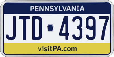 PA license plate JTD4397