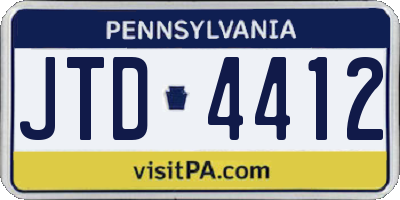 PA license plate JTD4412