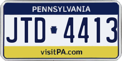 PA license plate JTD4413