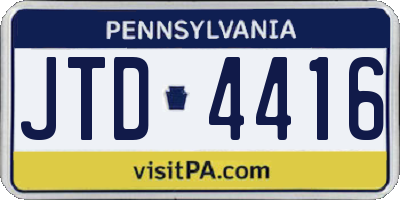 PA license plate JTD4416