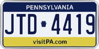 PA license plate JTD4419
