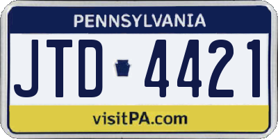 PA license plate JTD4421