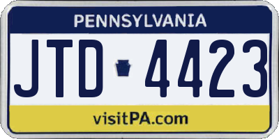 PA license plate JTD4423