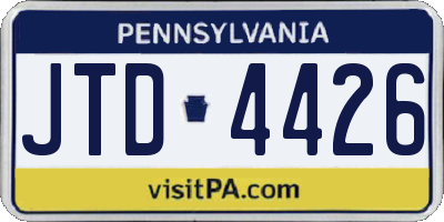 PA license plate JTD4426