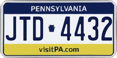 PA license plate JTD4432