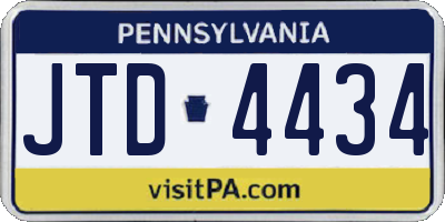 PA license plate JTD4434