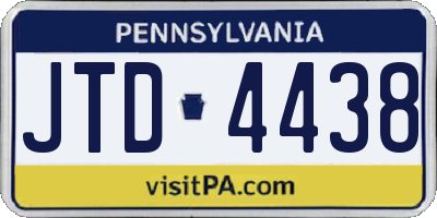 PA license plate JTD4438