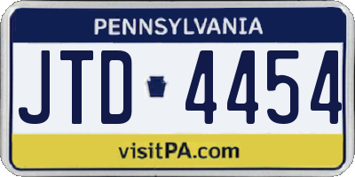 PA license plate JTD4454