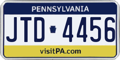 PA license plate JTD4456