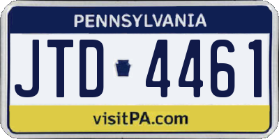 PA license plate JTD4461