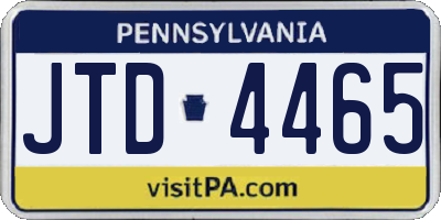 PA license plate JTD4465