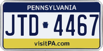 PA license plate JTD4467