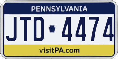 PA license plate JTD4474