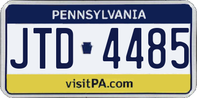 PA license plate JTD4485