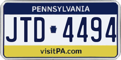 PA license plate JTD4494