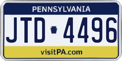 PA license plate JTD4496