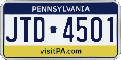 PA license plate JTD4501