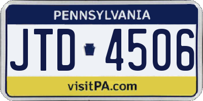 PA license plate JTD4506