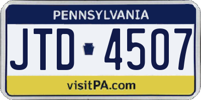 PA license plate JTD4507
