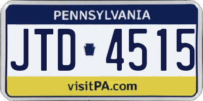 PA license plate JTD4515