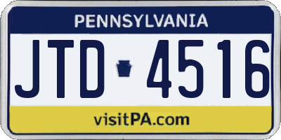 PA license plate JTD4516