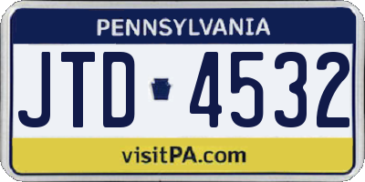 PA license plate JTD4532